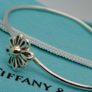 Tiffany & Co. Paloma Picasso S. Silver 18K Yellow Gold Daisy Bangle Bracelet